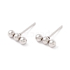 Tarnish Resistant 201 Stainless Steel Beaded Horizontal Bar Stud Earrings with 316 Stainless Steel Pin for Women X-STAS-K238-01P-2