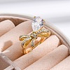 Adjustable Rack Plating Brass Clear Cubic Zirconia Finger Rings for Women RJEW-M028-09G-4