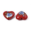 Flower Printed Opaque Acrylic Heart Beads SACR-S305-28-I02-3