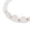 Natural Quartz Crystal Cube & Round Rock Crystal Beaded Stretch Bracelets BJEW-JB10807-01-3