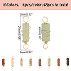 48Pcs 8 Colors Natural Mixed Gemstone Brass Wire Wrapped Column Connector Charms PALLOY-HY00042-2