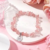 Synthetic Cherry Quartz Glass Chip Beaded Stretch Bracelets BJEW-JB11133-02-2