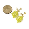 Christmas Bell Brass Dangle Stud Earrings EJEW-MZ00495-03-4