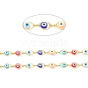 304 Stainless Steel & Evil Eye Glass Beads Link Chain CHS-D034-01G-2