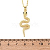 Brass Micro Pave Green Cubic Zirconia Snake Pendant Necklaces NJEW-S438-02E-G-5