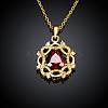Real 18K Gold Plated Brass Cubic Zirconia Flower Pendant Necklaces NJEW-BB03721-G-2