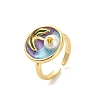 Brass Enamel Cuff Rings RJEW-K291-02G-02-4