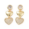 Clear Cubic Zirconia Double Heart Dangle Stud Earrings EJEW-C008-07G-1