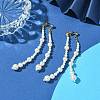 Round Shell Pearl Beaded Tassel Stud Earrings for Women EJEW-TA00563-2