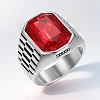 304 Stainless Steel & Glass Finger Rings for Men WGACEC4-02-1
