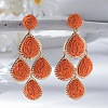 Teardrop Alloy Raffia Dangle Stud Earrings FS-WG86BCE-06-1