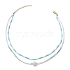 Glass Beaded Double Layer Necklaces NJEW-MZ00070-6