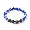 Handmade Evil Eye Lampwork Beaded Stretch Bracelets BJEW-JB06466-01-1