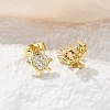 Brass Micro Pave Clear Cubic Zirconia Stud Earrings EJEW-M076-03G-4