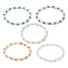 Natural & Synthetic Mixed Gemstone Round & Glass Mushroom Beaded Stretch Bracelet for Women BJEW-JB09266-1