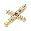 Rack Plating Brass Micro Pave Cubic Zirconia & Imitation Pearl Pendants KK-R163-02G-04-2