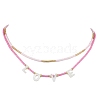 Valentine's Day Glass Beaded Double Layer Necklaces NJEW-MZ00074-2