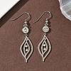 304 Stainless Steel Leaf Dangle Earrings Hand Polished EJEW-Z129-13P-1