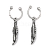 Feather 316 Surgical Stainless Steel Hoop Earrings EJEW-G416-46AS-4