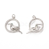 Brass Micro Pave Cubic Zirconia Bird Pendants KK-E068-VB306-1