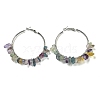 Alloy with Copper Wire Natural Fluorite Hoop Earrings EJEW-Q388-01E-1