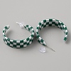 Acrylic Tartan Pattern Stud Earrings with 925 Sterling Silver Pins EJEW-WH0004-88C-2