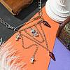 Halloween Coffin & Cross Alloy Pendant Necklaces NJEW-JN04994-2