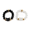 2Pcs Cat Shape Glass Beaded Beads Finger Rings WG1374D-03-1