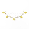 Resin Lemon Pendant Necklace with Glass Beaded Flower Chains for Women NJEW-TA00057-5