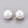 Brass & ABS Plastic Imitation Pearl Pendants KK-N261-14mm-121G-2