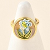 Brass Enamel Cuff Rings RJEW-K291-01G-02-2