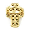 Cross Brass with Cubic Zirconia Open Cuff Rings RJEW-U011-09G-02-3