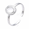 Non-Tarnish 304 Stainless Steel Open Cuff Finger Ring Cabochon Settings LS-STAS-T060-11P-3