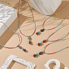 5Pcs 5 Style Natural & Synthetic Mixed Gemstone Oval Pendant Necklaces Set NJEW-JN04123-8