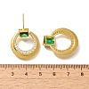 Brass Cubic Zirconia & Glass Stud Earrings EJEW-M048-01G-3