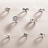 8Pcs 8 Styles Alloy Skull & Flower & Clover & Spider Web Finger Rings Set for Unisex PW-WG0287F-01-2