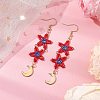 Star Glass Seed Beaded Dangle Earrings for Women EJEW-MZ00206-02-2