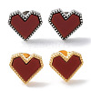6 Pair 2 Color Heart Acrylic Stud Earrings EJEW-A024-12B-2