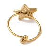 Ion Plating (IP) 304 Stainless Steel Starfish Open Cuff Rings for Women RJEW-M167-08D-G-3