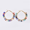 Electroplate Glass Faceted Rondelle Hoop Earrings X-EJEW-JE04021-03-1