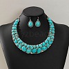 Teardrop Synthetic Turquoise Pendant Necklaces & Dangle Earrings Sets FS-WGC94F7-01-3