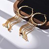 Brass Tassel Hoop Earrings EJEW-R014-12G-2