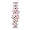 Brass Pave Pink Cubic Zirconia Flower with Leaf Links Connector Charms KK-P277-52P-02-1