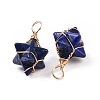 Natural Lapis Lazuli Dyed Copper Wire Wrapped Pendants G-B041-02G-13-3
