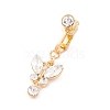 Crystal Rhinestone Butterfly Charm Belly Ring LS-AJEW-F057-16G-1