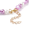 Lampwork Mushroom Pendant Necklace with Glass Pearl & Acrylic Heart Beaded for Women NJEW-JN03904-6