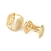 Heart Brass Pave Clear Cubic Zirconia Hoop Earrings EJEW-M258-20G-2