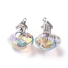 UV Plating Rainbow Iridescent Transparent Acrylic Pendants OACR-P014-02P-02-2