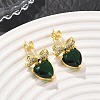 Brass Micro Pave Cubic Zirconia Stud Dangle Earrings for Women KK-CBA760A-05G-04-3