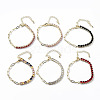 Brass Micro Pave Cubic Zirconia Strass & Paperclip Chain Bracelets BJEW-C052-04G-1